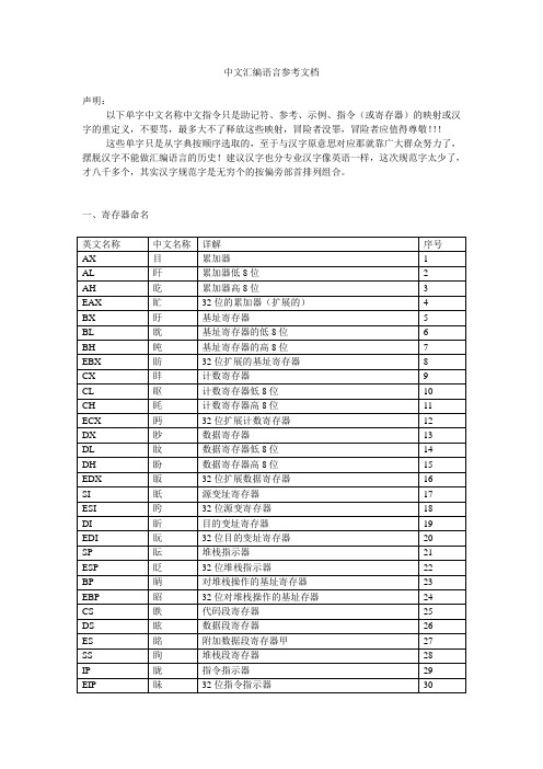 中文汇编语言参考文档