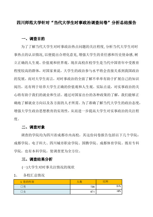 大学生时事政治关心程度调查分析