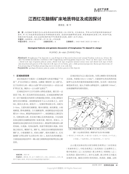 江西红花脑锡矿床地质特征及成因探讨