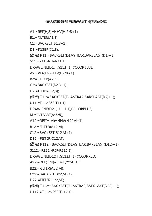 通达信最好的自动画线主图指标公式