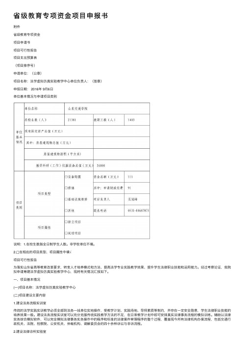 省级教育专项资金项目申报书