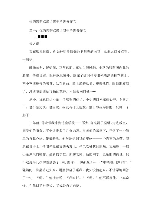 你的馈赠点燃了我中考满分作文