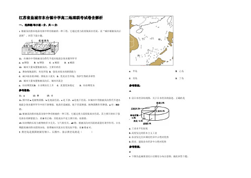 江苏省盐城市东台镇中学高二地理联考试卷含解析