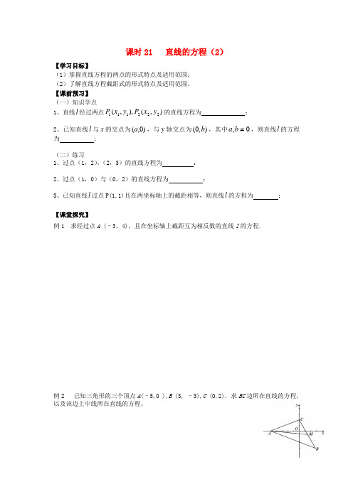 高中数学 课时21 直线的方程(2)学案 苏教版必修2 (2)