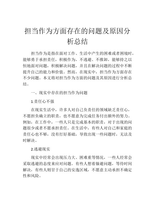 担当作为方面存在的问题及原因分析总结