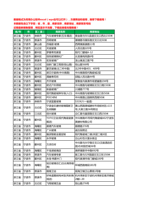 新版浙江省宁波市玻璃工商企业公司名录名单大全902家