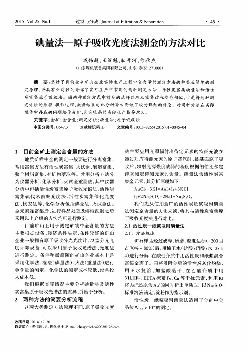 碘量法—原子吸收光度法测金的方法对比