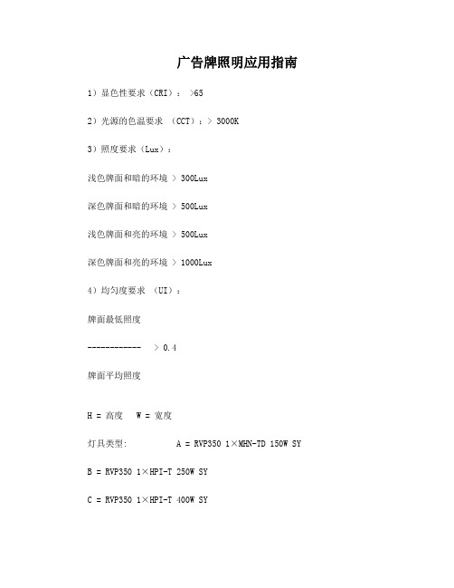 广告牌照明安装计算方法