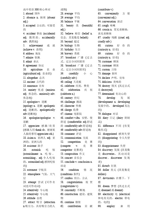 高中英语300核心单词(1)