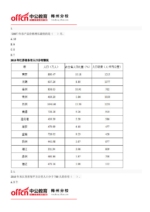 2016年广东梅州公务员考试资料分析(70)