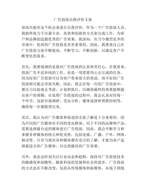 广告投放自我评价文案