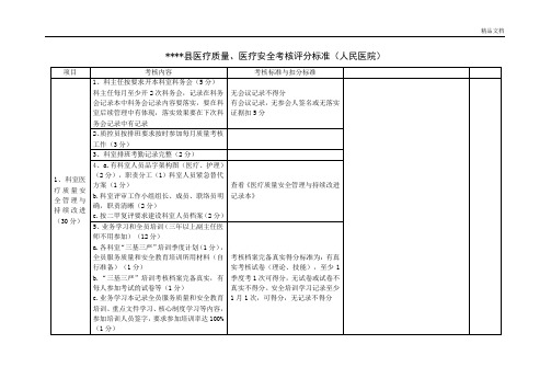 医疗质量、医疗安全考核评分标准