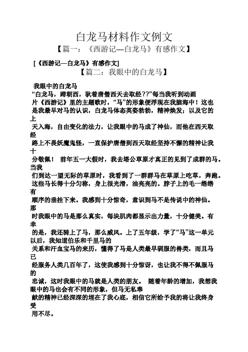 马作文之白龙马材料作文例文