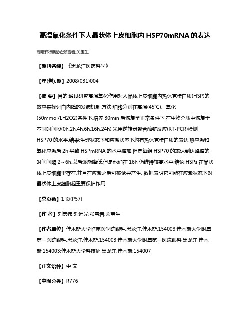 高温氧化条件下人晶状体上皮细胞内HSP70mRNA的表达