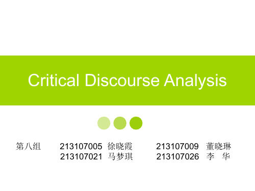 Critical Discourse Analysis 批评性语篇分析PPT