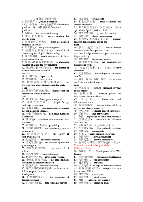 183条常用语汉译英