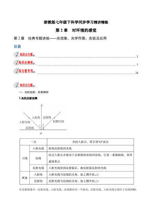 【精品讲义】浙教版 科学 7年级下册 光现象、光学作图、实验及应用(学生版)