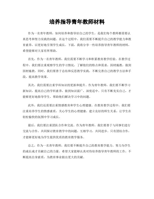 培养指导青年教师材料