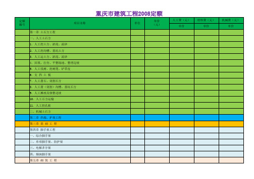 重庆市建筑工程2008定额