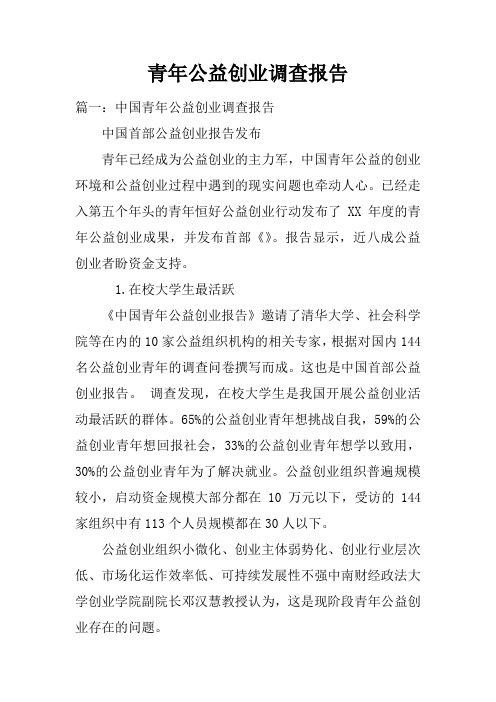 青年公益创业调查报告