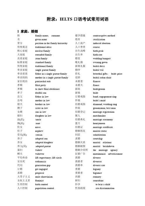 IELTS口语考试常用词语