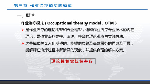 作业治疗技术 认识作业治疗技术 作业治疗实践模式