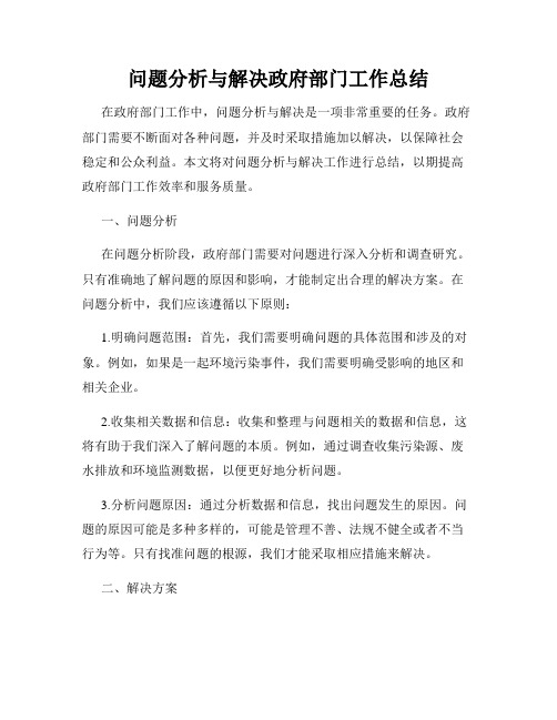 问题分析与解决政府部门工作总结