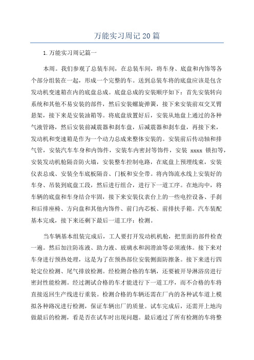 万能实习周记20篇