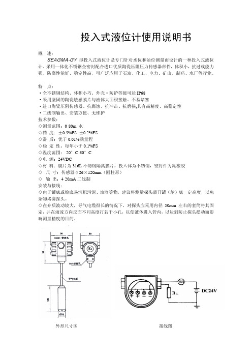 SEAGMA-GY 型投入式液位计 说明书