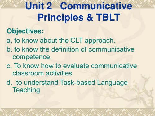 英语教学法教程Unit  2 Communicative Principles  TBLT