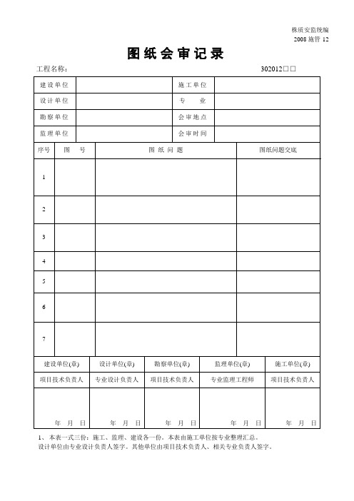 图纸会审表