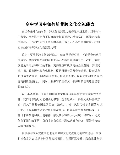 高中学习中如何培养跨文化交流能力