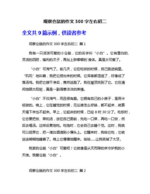 观察仓鼠的作文300字左右初二