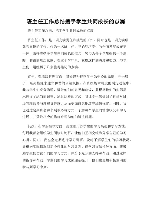 班主任工作总结携手学生共同成长的点滴