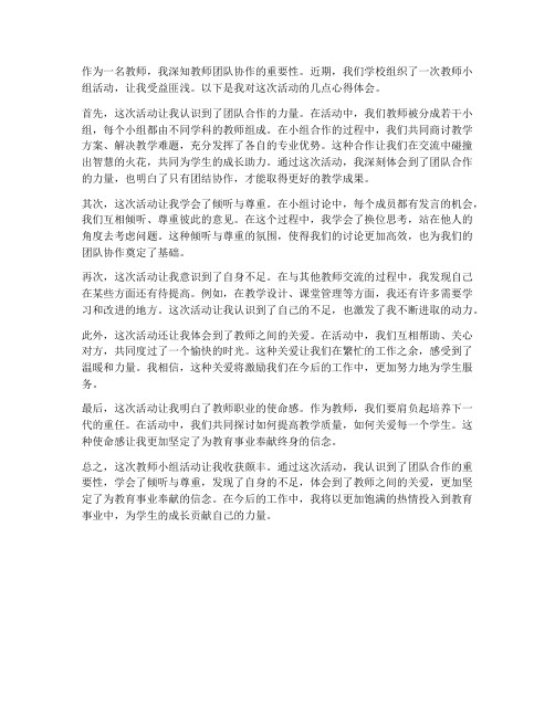 教师小组活动心得体会