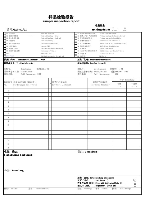 Sample check List-样品检测报告