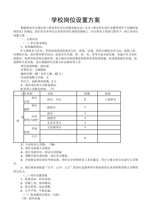 学校岗位设置方案