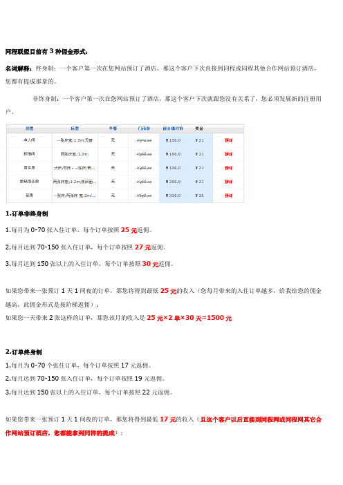 同程联盟佣金政策