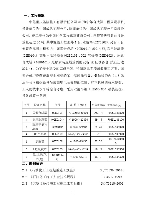 尿素合成塔吊装方案