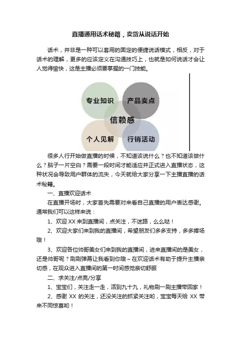 直播通用话术秘籍，卖货从说话开始