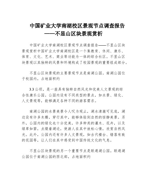 中国矿业大学南湖校区景观节点调查报告——不显山区块景观赏析