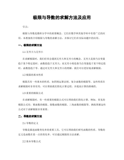 极限与导数的求解方法及应用