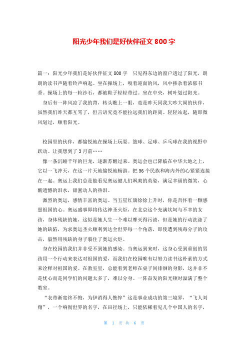 阳光少年我们是好伙伴征文800字