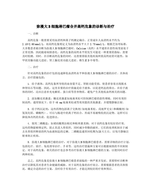 弥漫大B细胞淋巴瘤合并高钙危象的诊断与治疗