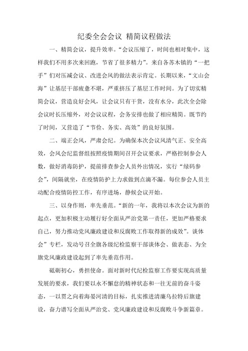 纪委全会会议 精简议程做法