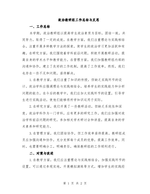 政治教研组工作总结与反思