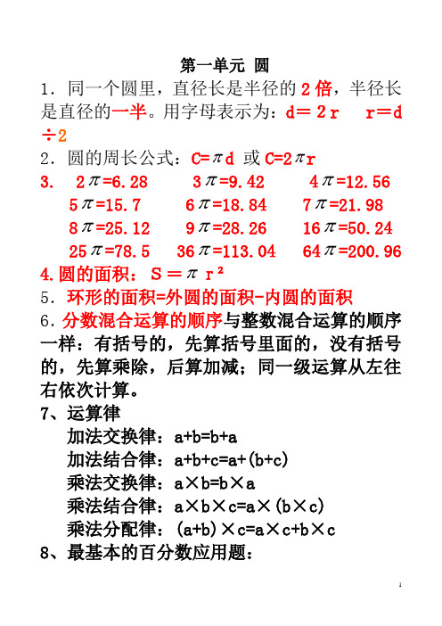 六上数学背诵内容 (1)