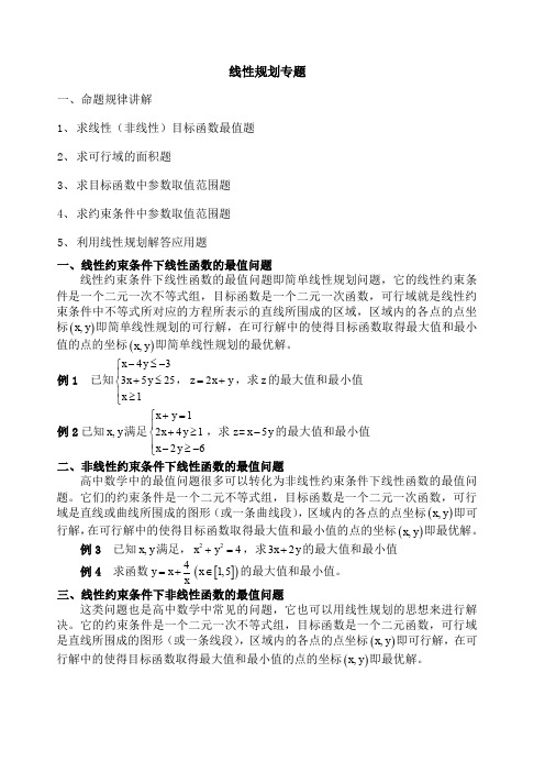 高考线性规划必考题型非常全)