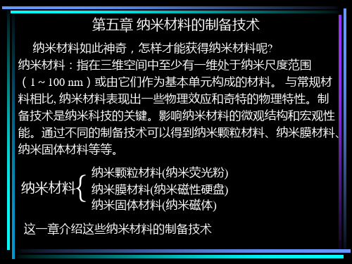 第五章 纳米材料的制备技术