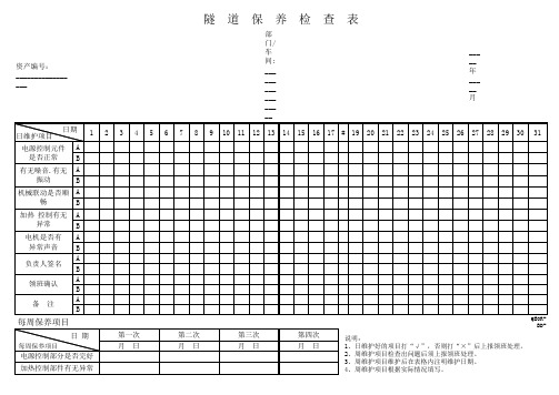 QEOR-BD-SC-024 隧道保养检查表